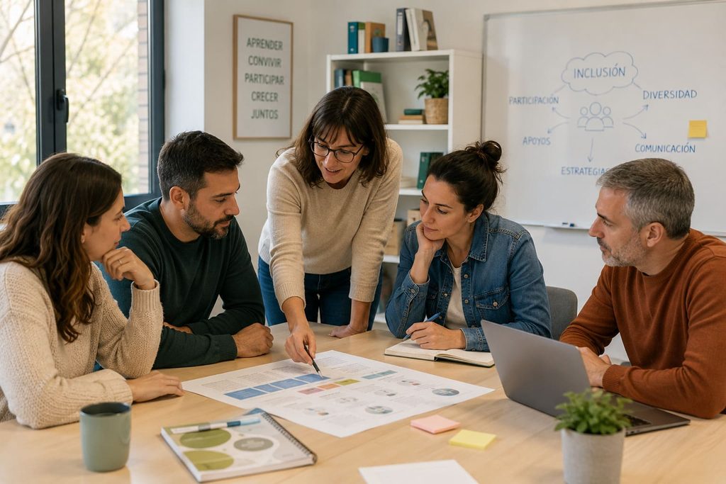 Profesionales revisando estrategias para una educación inclusiva